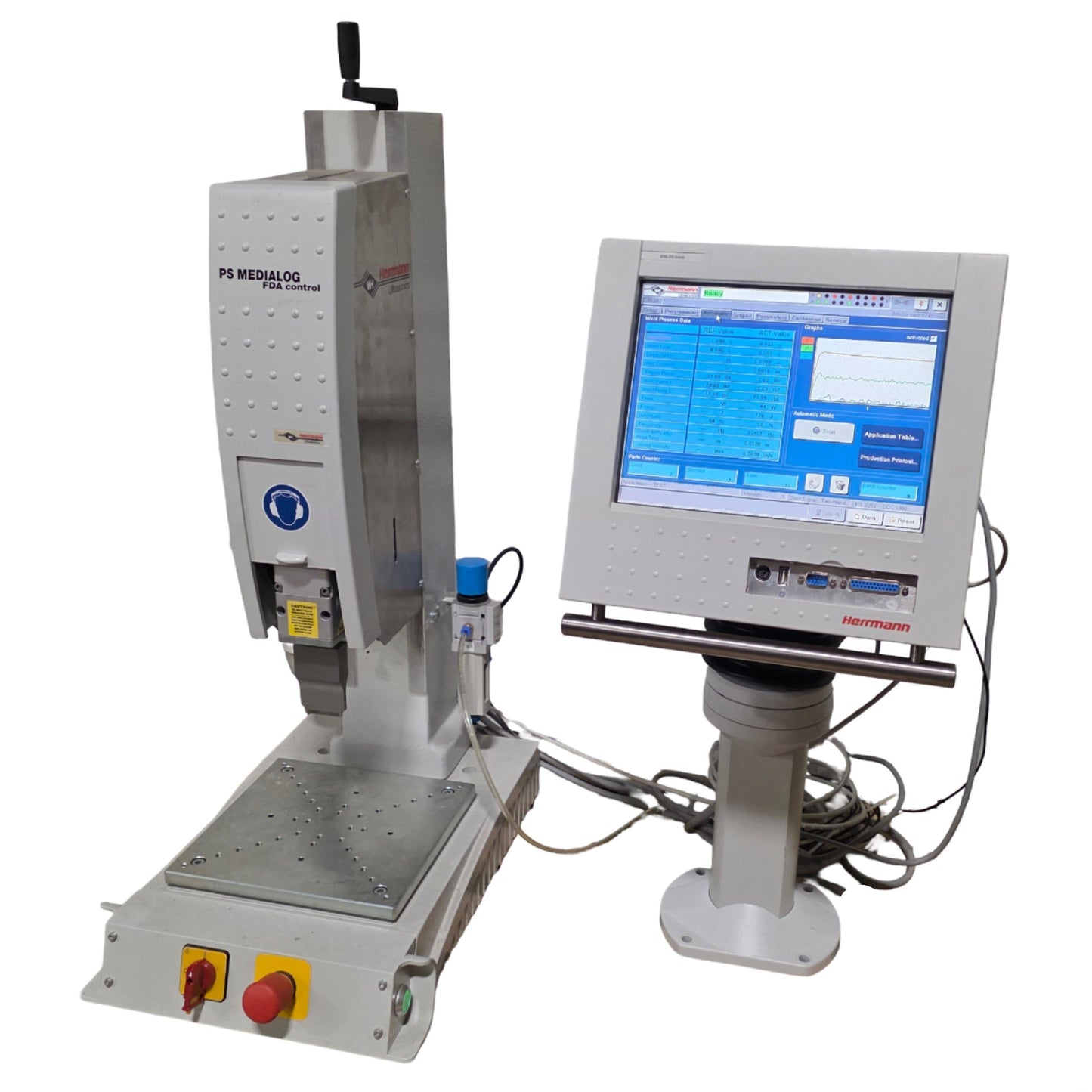Used Herrmann Ultrasonics PS MEDIALOG Welder W/DYNAMIC Digital Control & DIALOG Touch