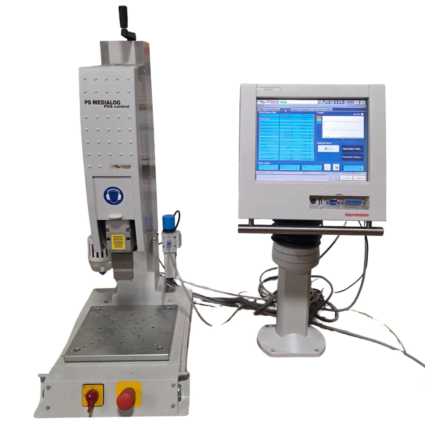 Used Herrmann Ultrasonics PS MEDIALOG Welder W/DYNAMIC Digital Control & DIALOG Touch