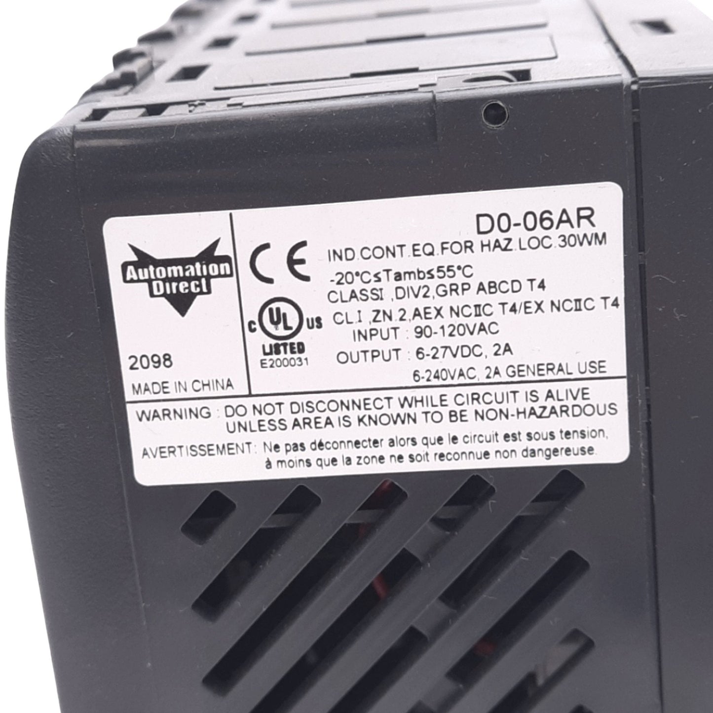 New – Open box Automation Direct D0-06AR DirectLOGIC 06 PLC Controller, 20-Point, 100-240VAC