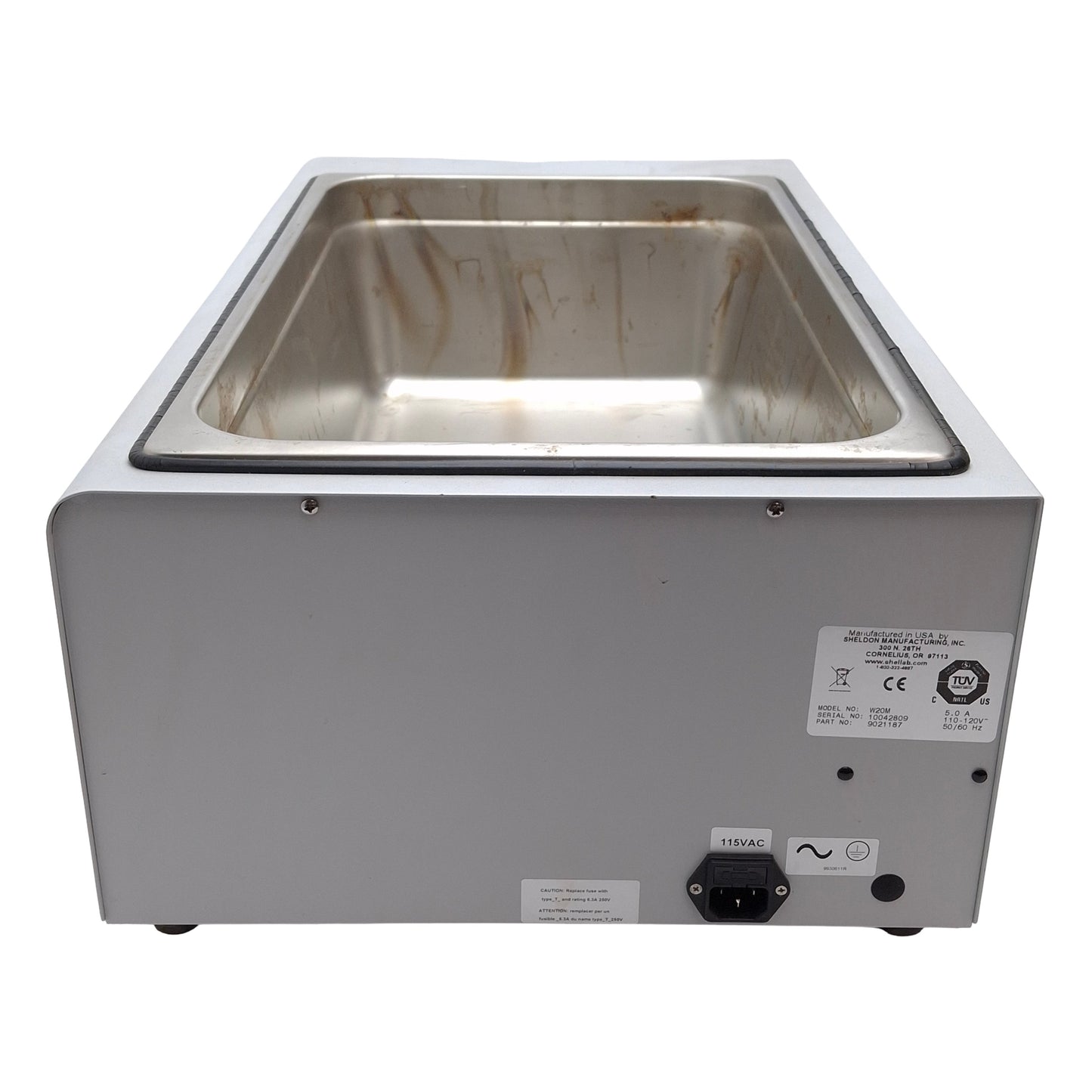 Used Sheldon W20M Shel Lab H2O Bath, Heated, 14L Fill Line, 80°C Set, 110-120VAC 5A