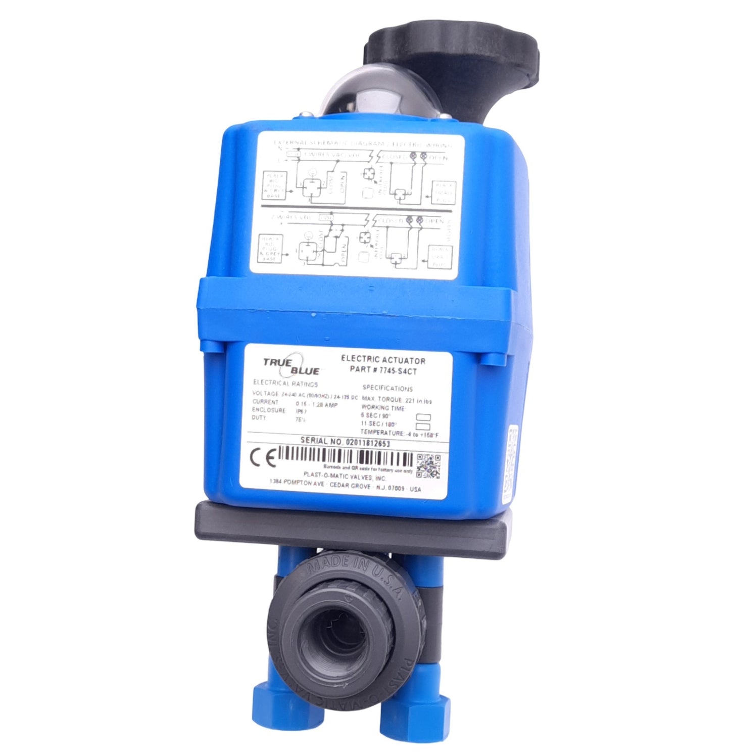 Used Plast-O-Matic Valves 7745-S4CT True Blue Electric Actuator, 24-240VAC/24-135VDC