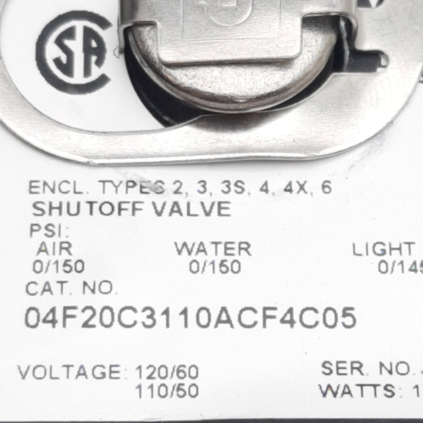 Used Parker 04F20C3110ACF4C05 Solenoid Valve 2-Way, 1/4" NPT, 150psi, 110/120VAC Coil