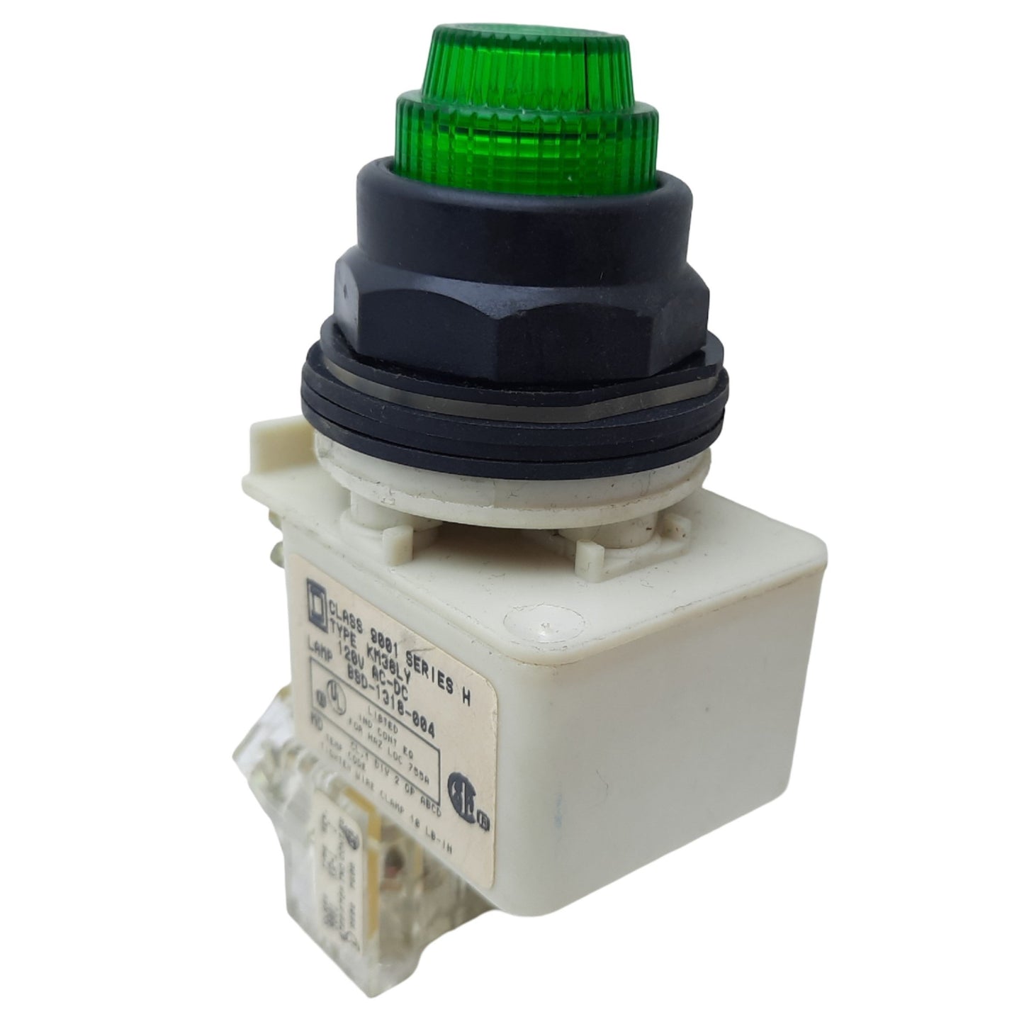 Used Square D 9001KM38LY Illuminated Pushbutton, 1NO+1NC, ø30mm, 120V AC/DC
