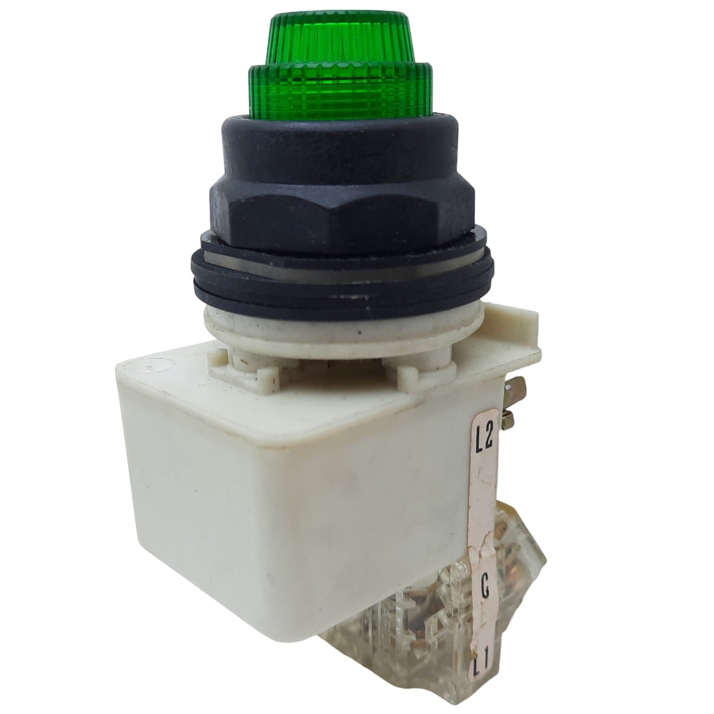 Used Square D 9001KM38LY Illuminated Pushbutton, 1NO+1NC, ø30mm, 120V AC/DC