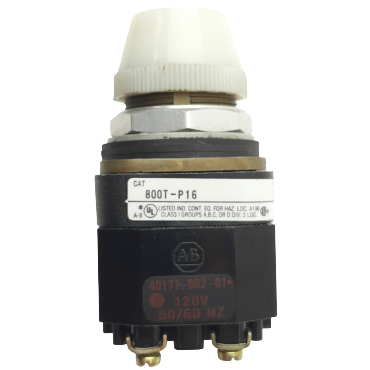 Used Allen Bradley 800T-P16W White Pilot Light ø30mm, 120V 50/60Hz Transformer