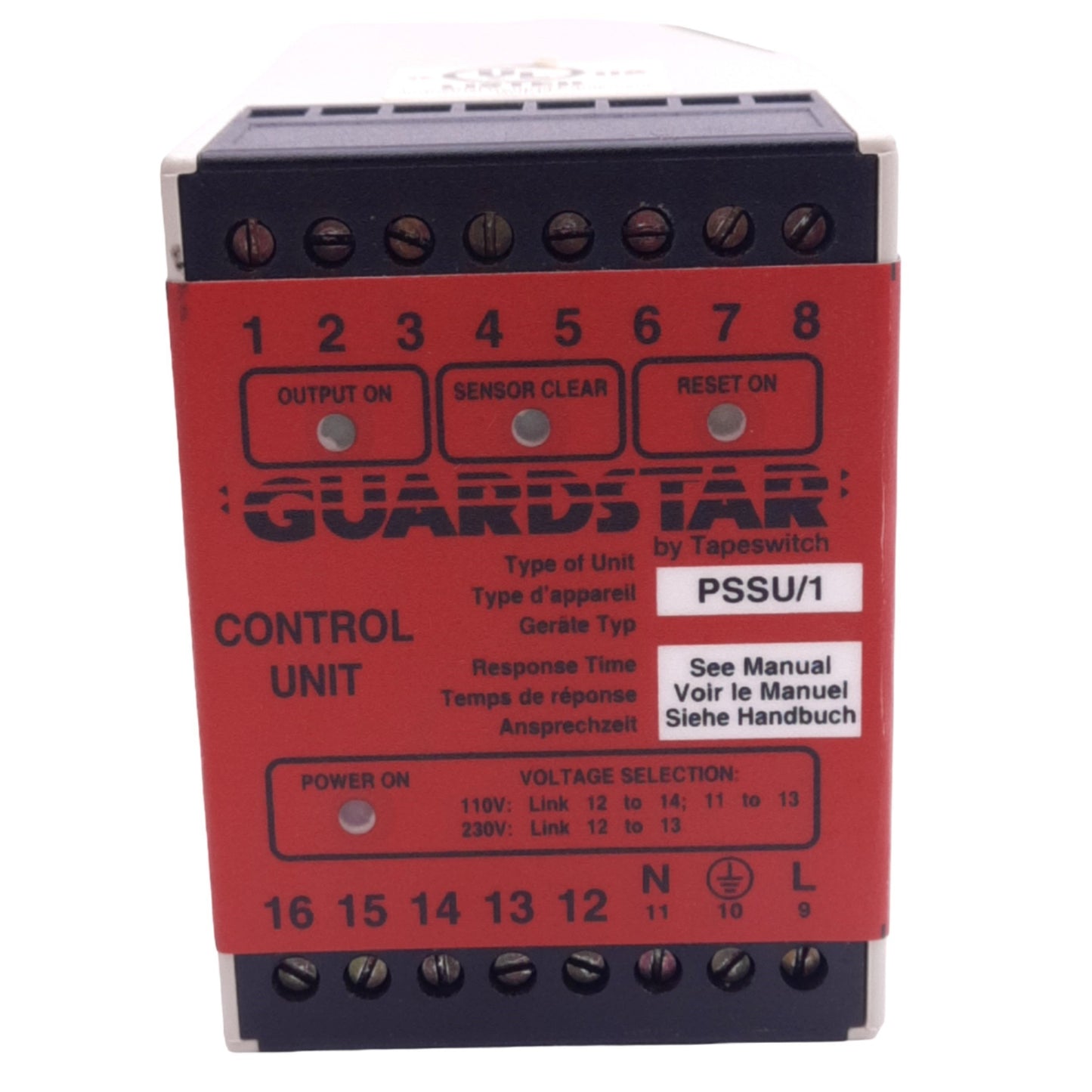Used Tapeswitch PSSU/1 GUARDSTAR Safety Relay, 2NO Out, 110/230VAC In, DIN Rail
