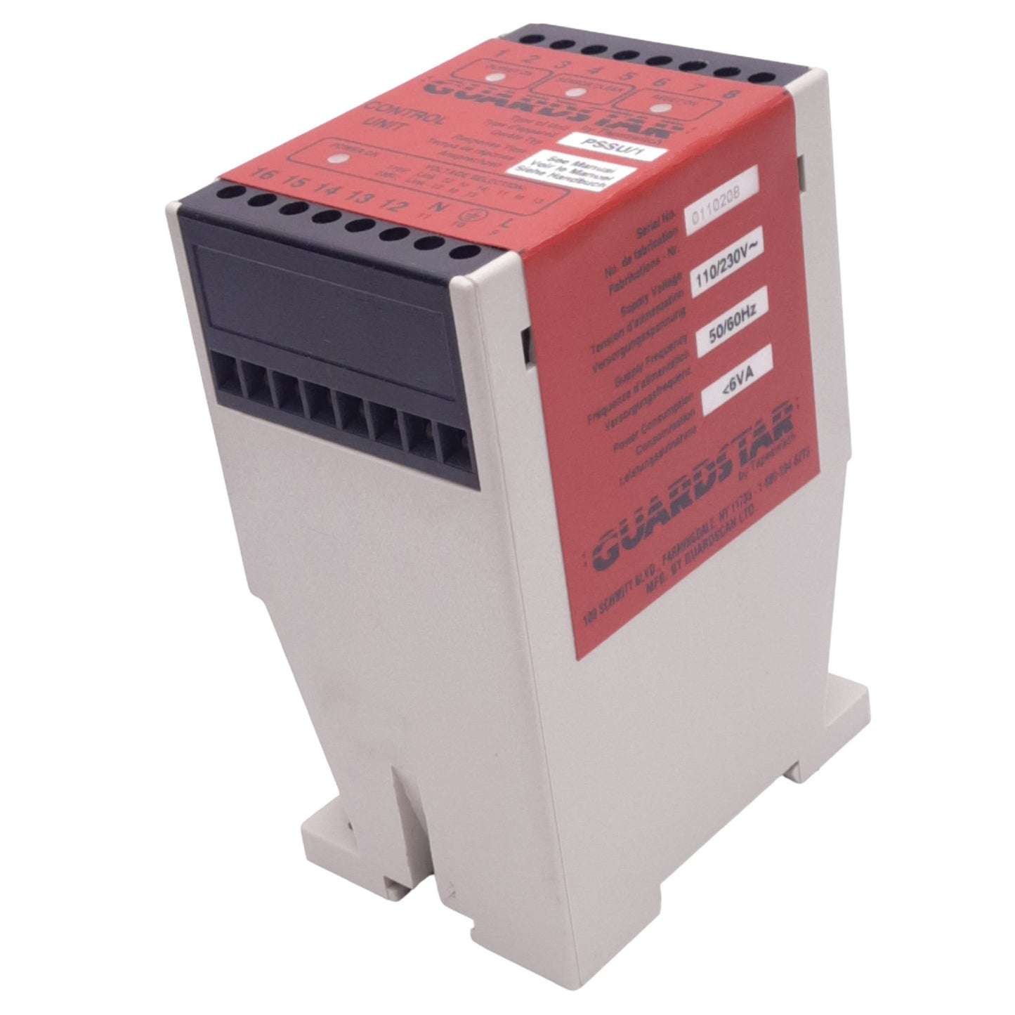 Used Tapeswitch PSSU/1 GUARDSTAR Safety Relay, 2NO Out, 110/230VAC In, DIN Rail