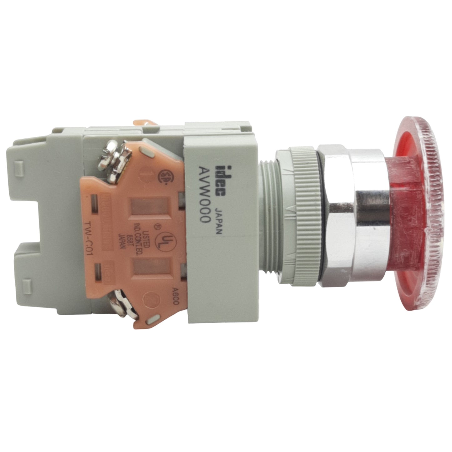 Used IDEC AVLW49902D-R-24V Push Lock Twist Release Button ø22mm, 2NC, 600V 10A