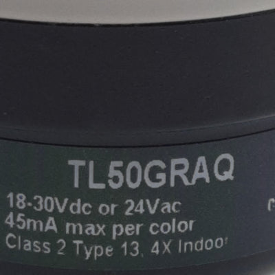 Used Banner TL50GRAQ LED Light Tower, Green/Red, Alarm, M30, 4-Pin M12 Male, 18-30VDC