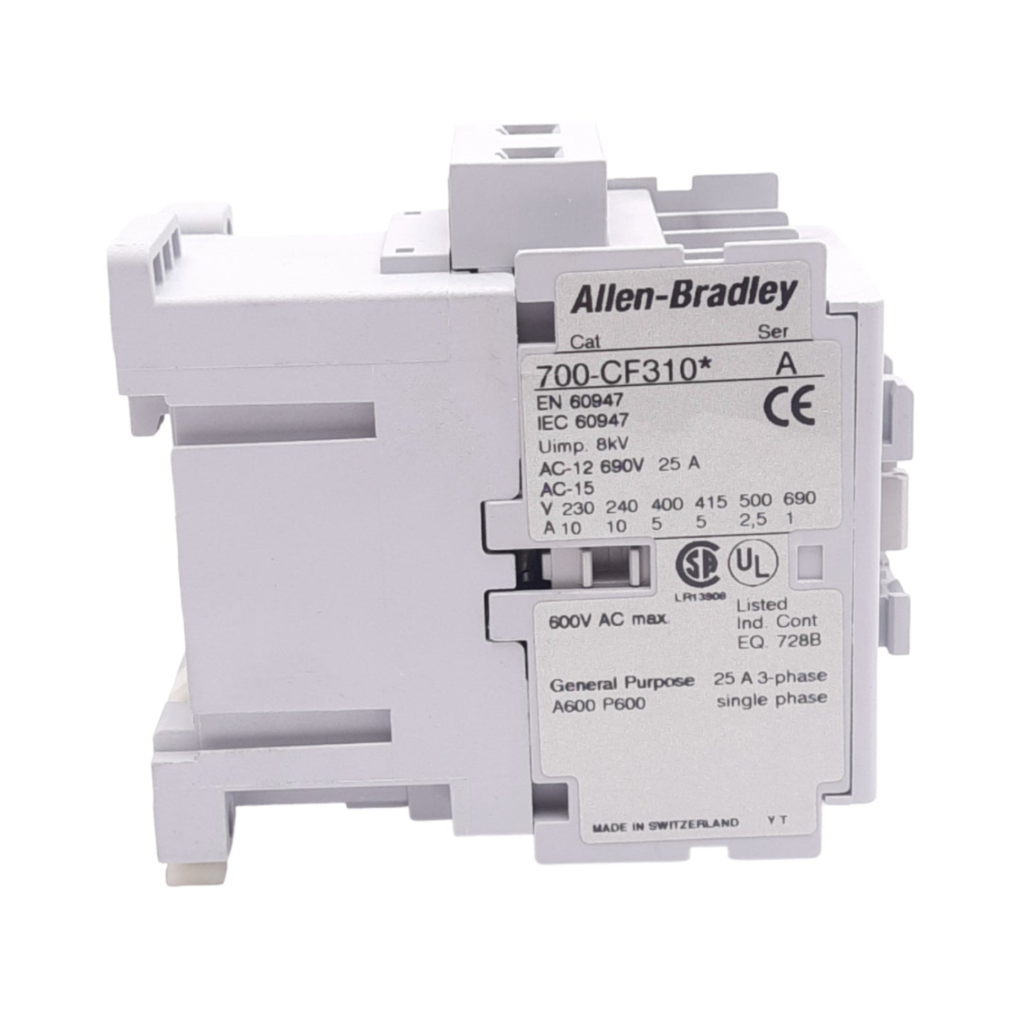 Used Allen Bradley 700-CF310KD Control Relay, 3NO 1NC, 600VAC Max, 110/120VAC Coil