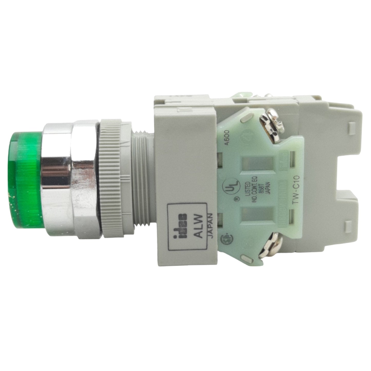 Used IDEC HW1L-M2F20QD-G-24V Green Illuminated Push Button ø22mm, 2NO, 600VAC 10A