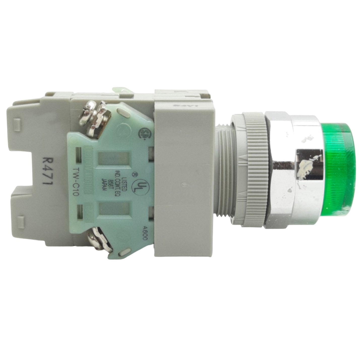 Used IDEC HW1L-M2F20QD-G-24V Green Illuminated Push Button ø22mm, 2NO, 600VAC 10A