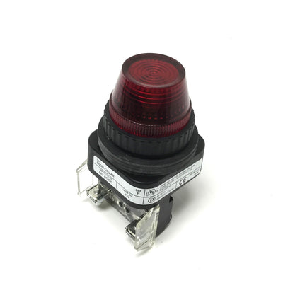 Used Allen Bradley 800H-QR24R Pilot Light Indicator, Red, 24VAC/DC Incandescent Lamp