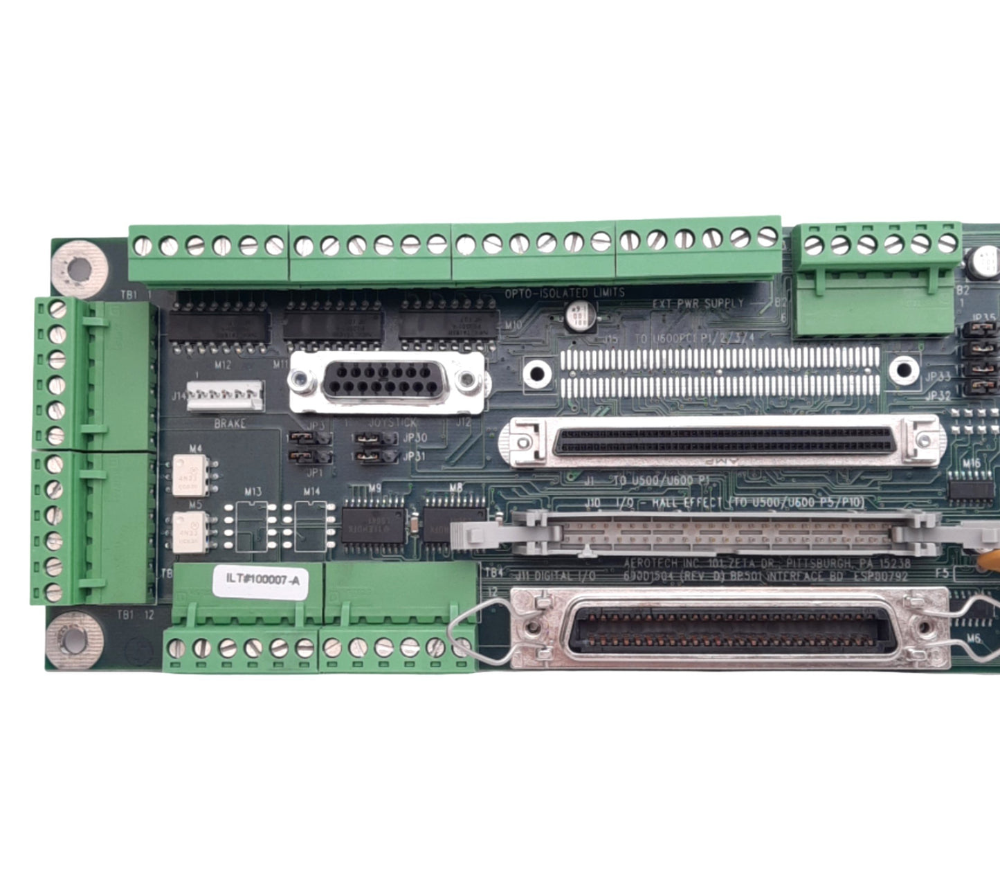 Used Aerotech 690D1504 Rev D BB501 Interface Board, 4-Axis, +5V, 1A, for U500/U600