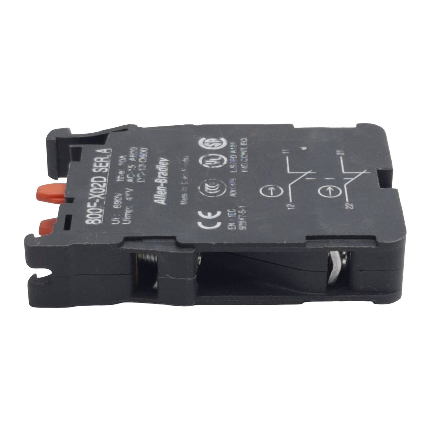 Used Allen Bradley 800F-X02D Pushbutton Contact Block, 2N.C., 10A 600VAC, 22mm