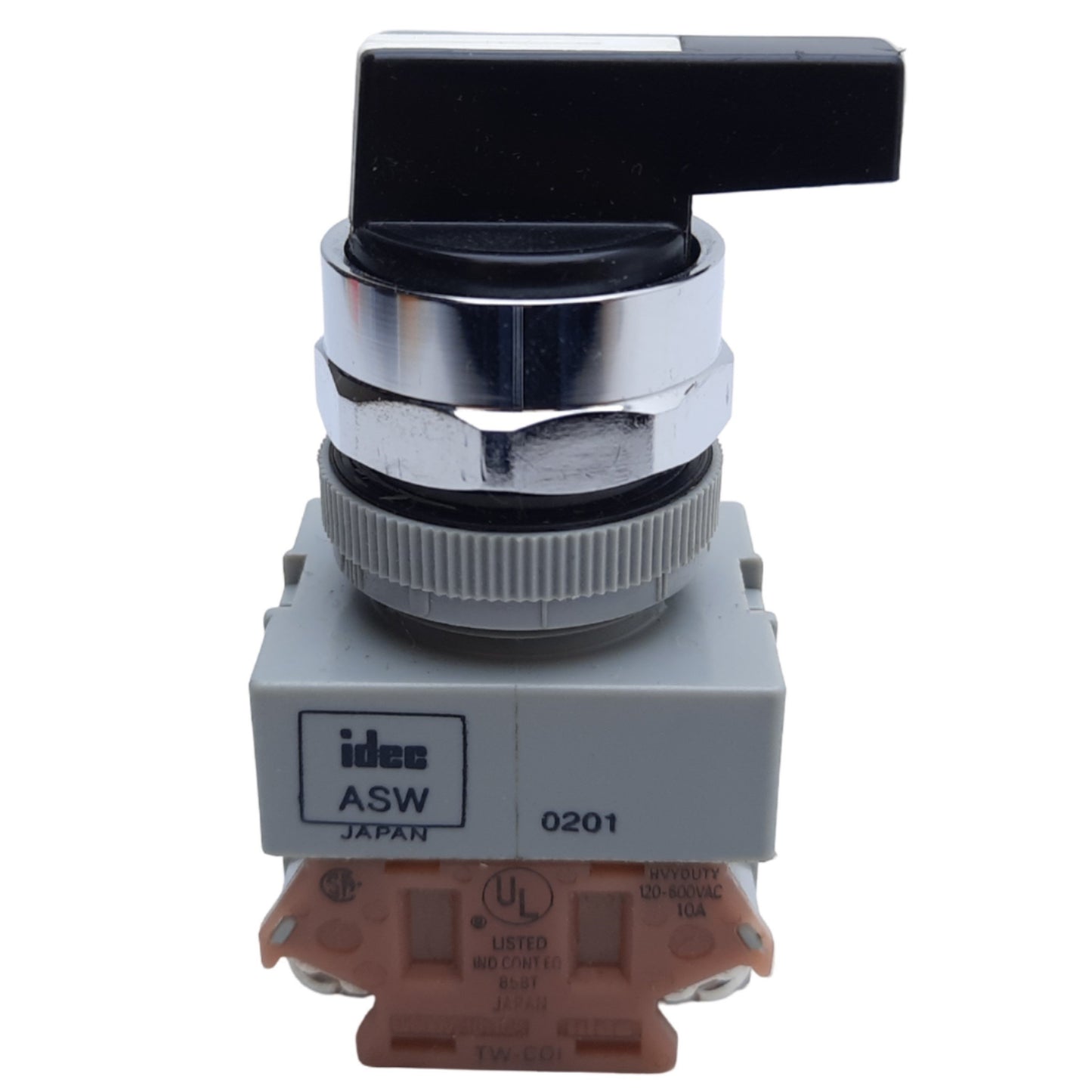Used Idec ASW21L11 Selector Switch, 2-Position, ø22mm, 1NO-1NC, 10A 600V AC