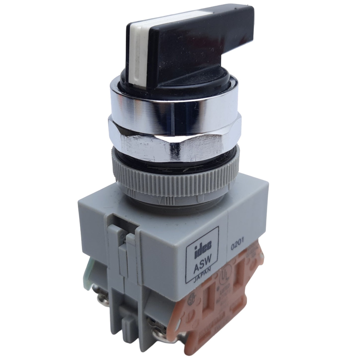 Used Idec ASW21L11 Selector Switch, 2-Position, ø22mm, 1NO-1NC, 10A 600V AC