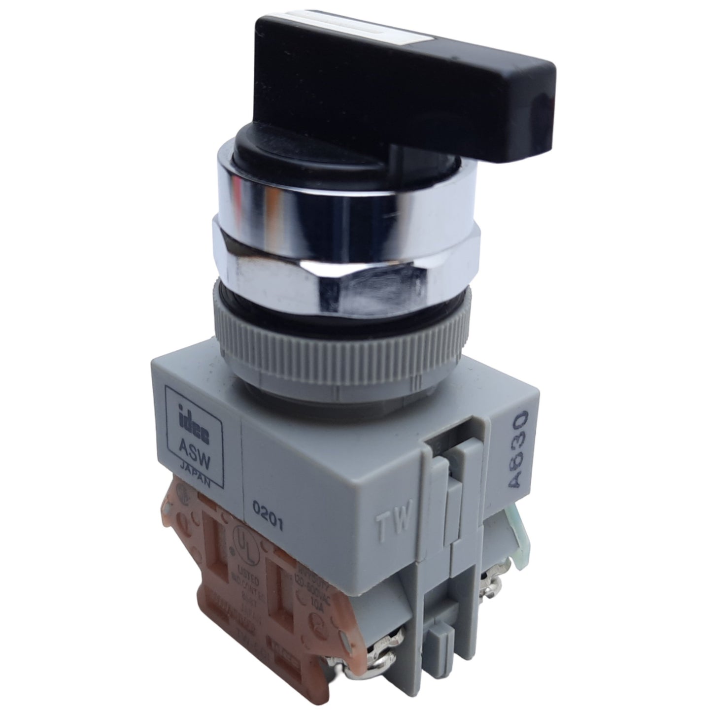 Used Idec ASW21L11 Selector Switch, 2-Position, ø22mm, 1NO-1NC, 10A 600V AC