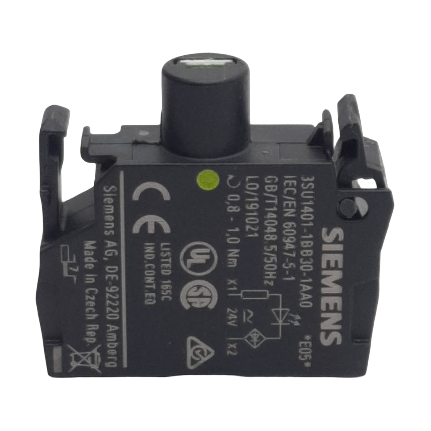 New Siemens 3SU1401-1BB30-1AA0 Pushbutton LED Module, Yellow, 24VAC/VDC, 22mm