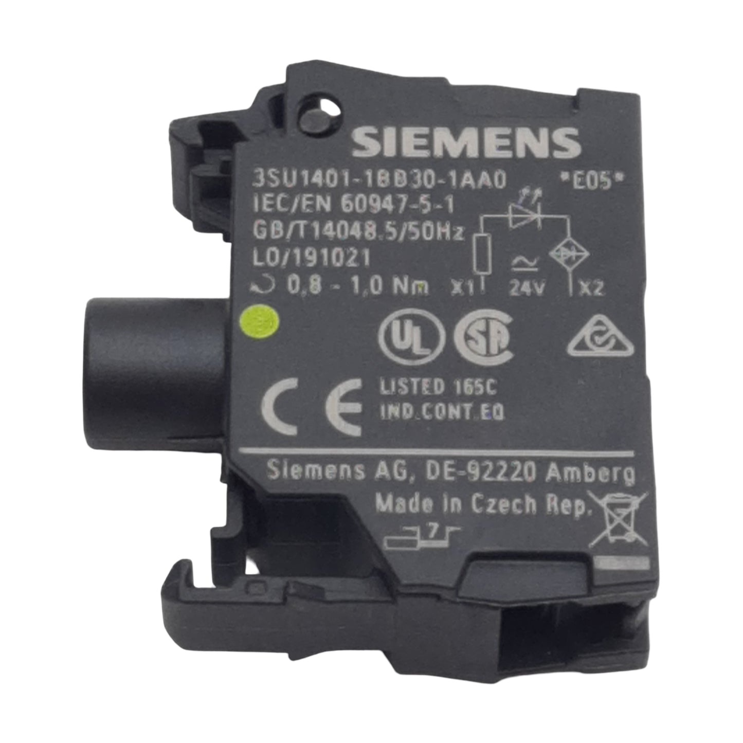 New Siemens 3SU1401-1BB30-1AA0 Pushbutton LED Module, Yellow, 24VAC/VDC, 22mm