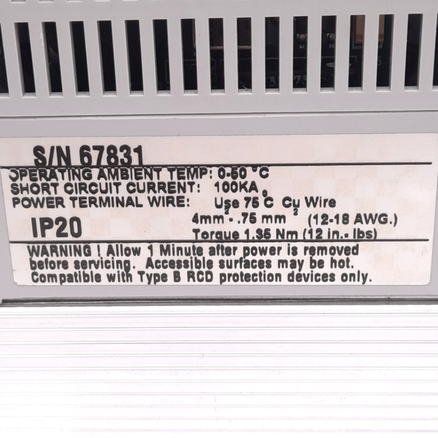 Used Allen Bradley 160S-AA02NPS1 Variable Frequency Drive, 200-240VAC, 1/2hp, 3-Phase