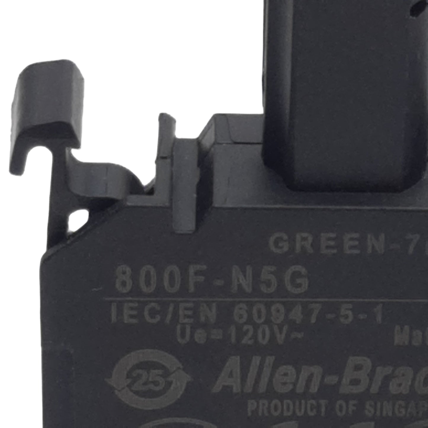 Used Allen Bradley 800F-N5G Pushbutton LED Module Green 7mA 120VAC, 22mm, Latch Mount