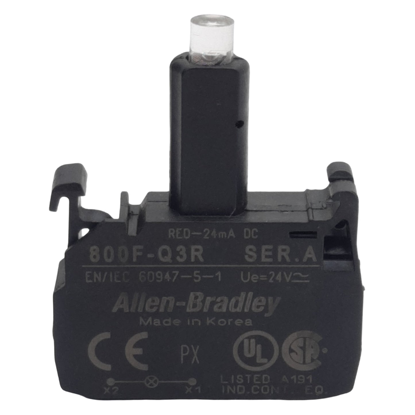 Used Allen Bradley 800F-Q3R Pushbutton LED Module, Red 24mA, 24VDC/VAC, 22mm