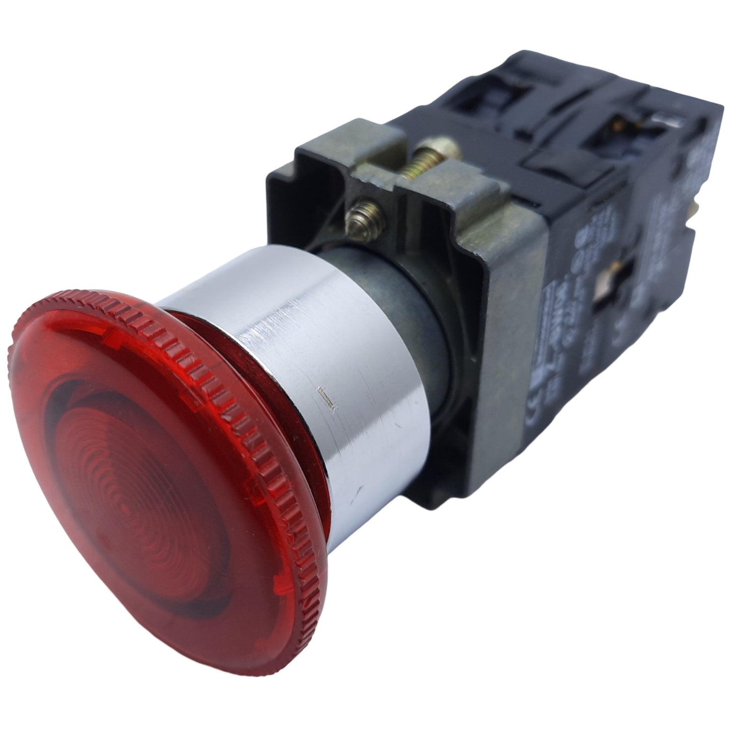 Used Schneider Electric ZB4BW643 Illuminated E-Stop Push-Pull Button 2-NC 22mm 600VAC