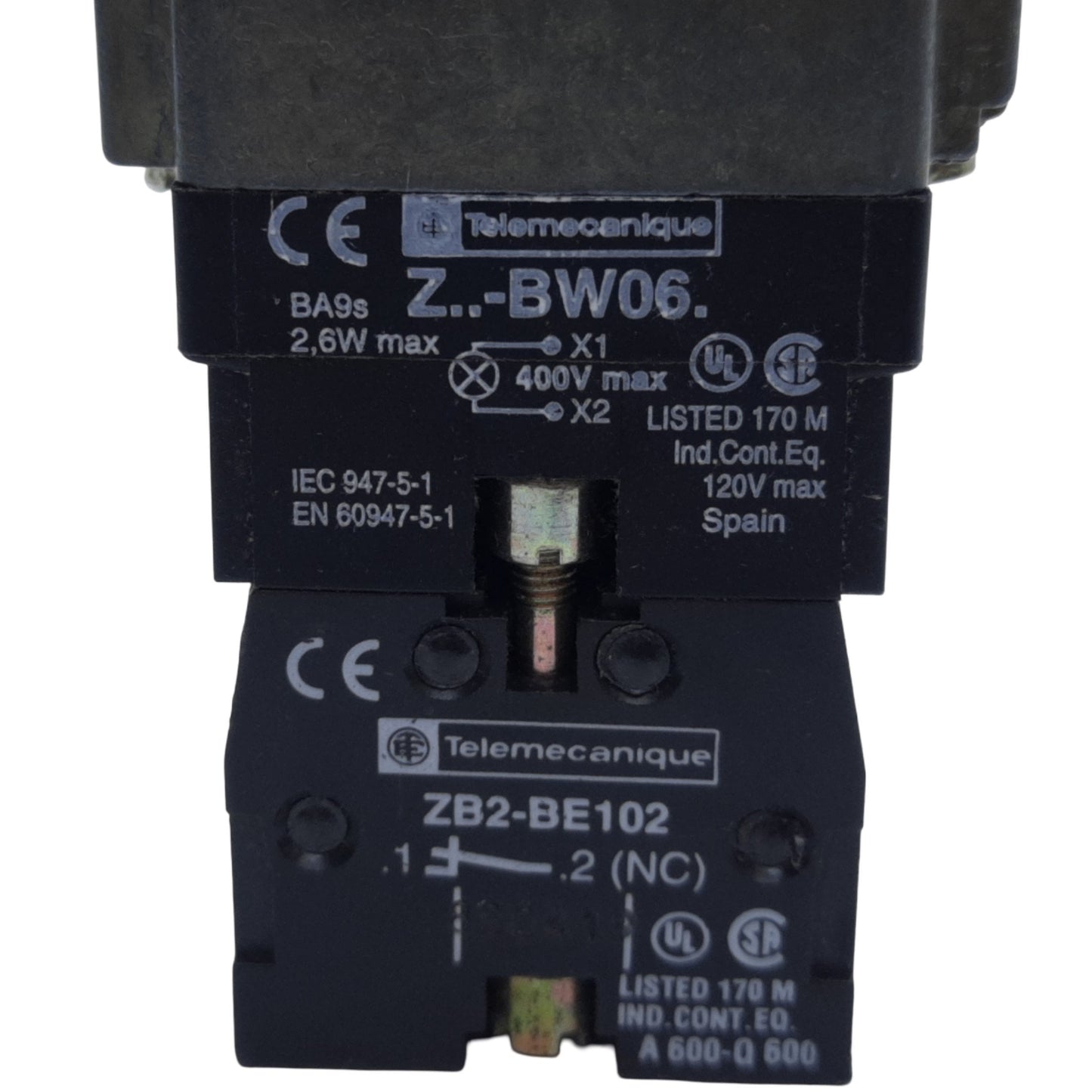 Used Schneider Electric ZB4BW643 Illuminated E-Stop Push-Pull Button 2-NC 22mm 600VAC
