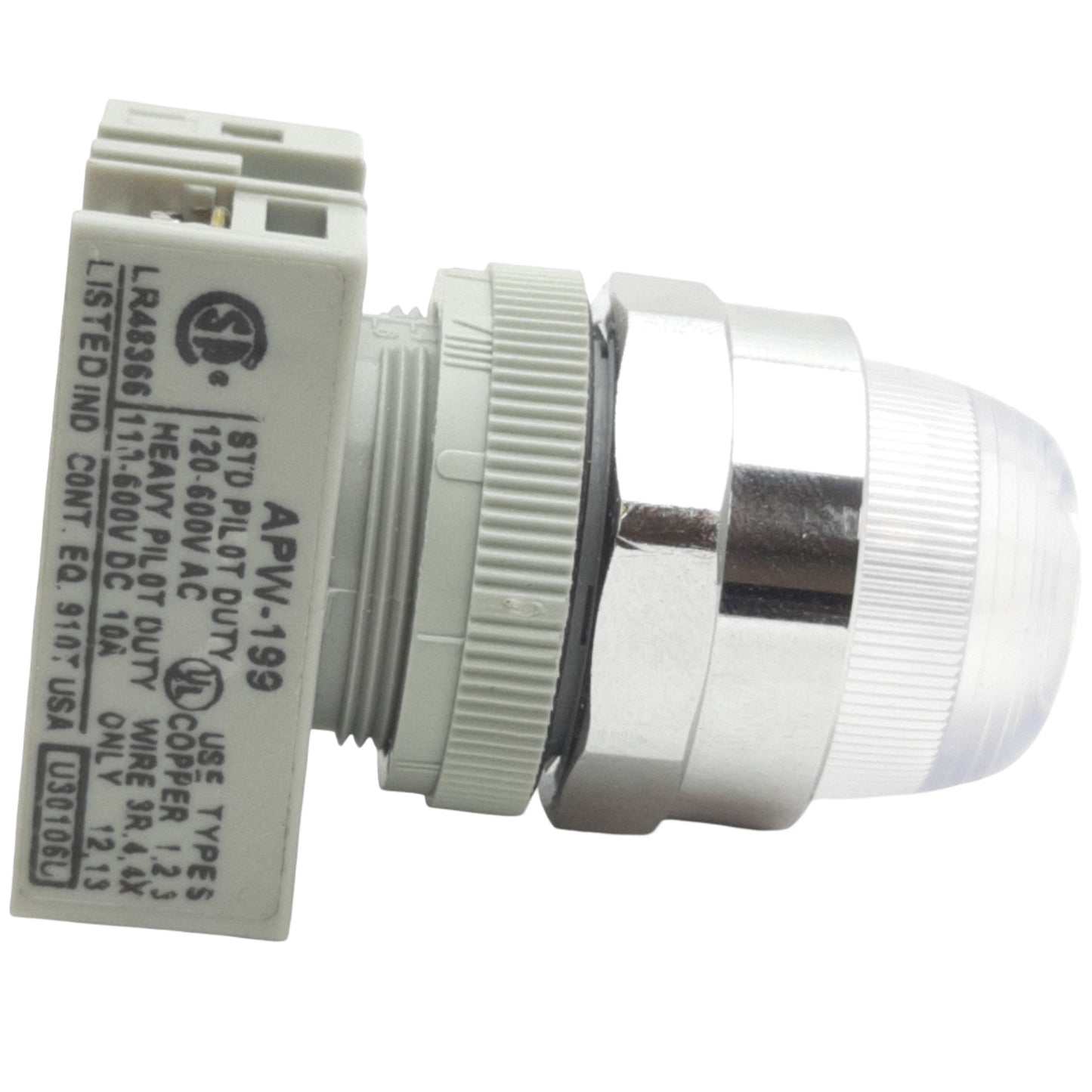 Used IDEC APW299D-W-120V Clear Pilot Light ø22mm, 120-600VAC, Dome Shape Lens