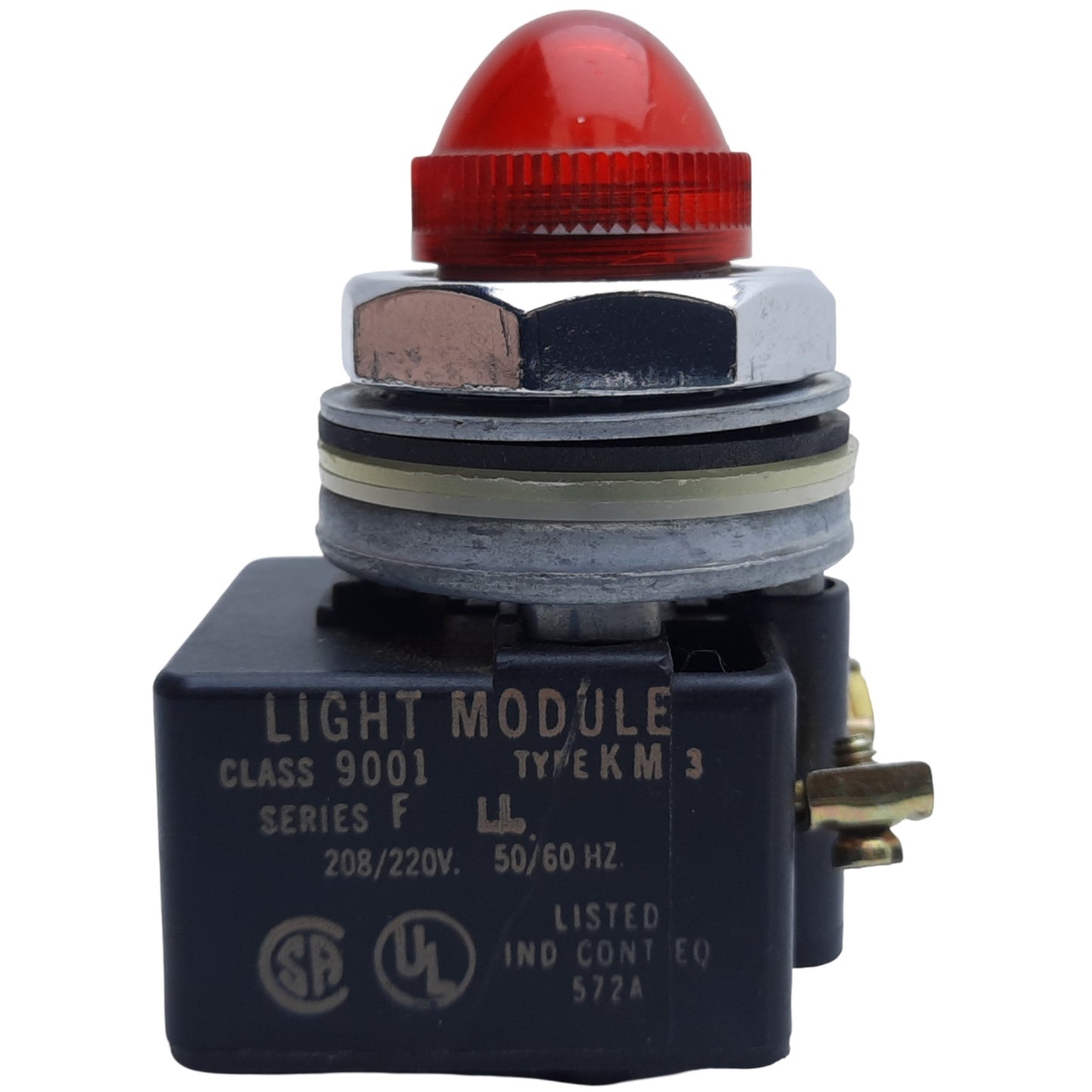 Used Square D 9001KM3-KP7R9 Pilot Light, Red, ø22mm, 50/60Hz, 208-220V AC *No Bulb*