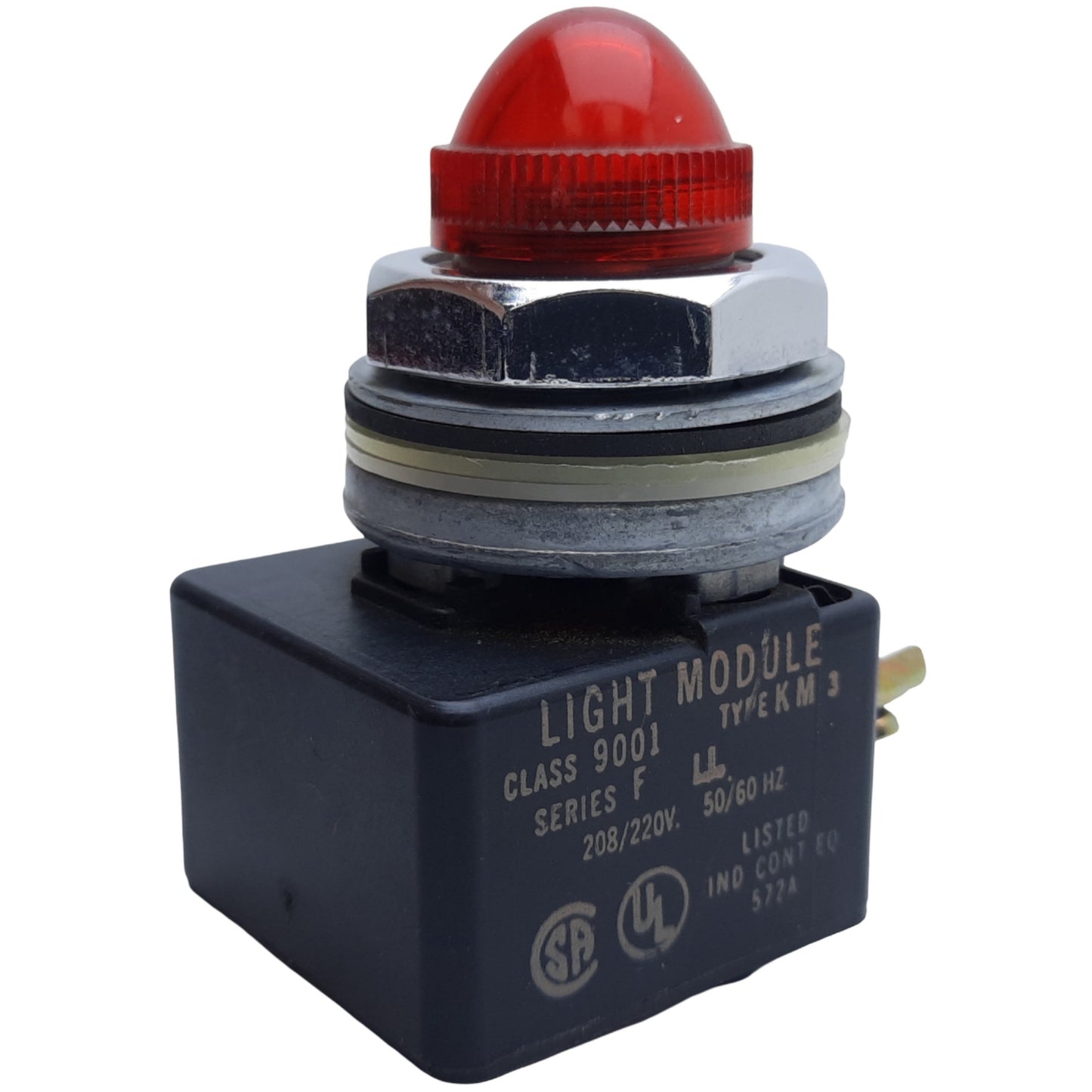 Used Square D 9001KM3-KP7R9 Pilot Light, Red, ø22mm, 50/60Hz, 208-220V AC *No Bulb*