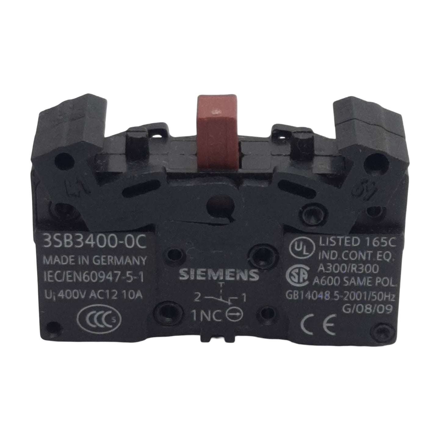 Used Siemens 3SB3400-0C Pushbutton Contact Block, 1N.C., 10A 300/400VAC, 22mm