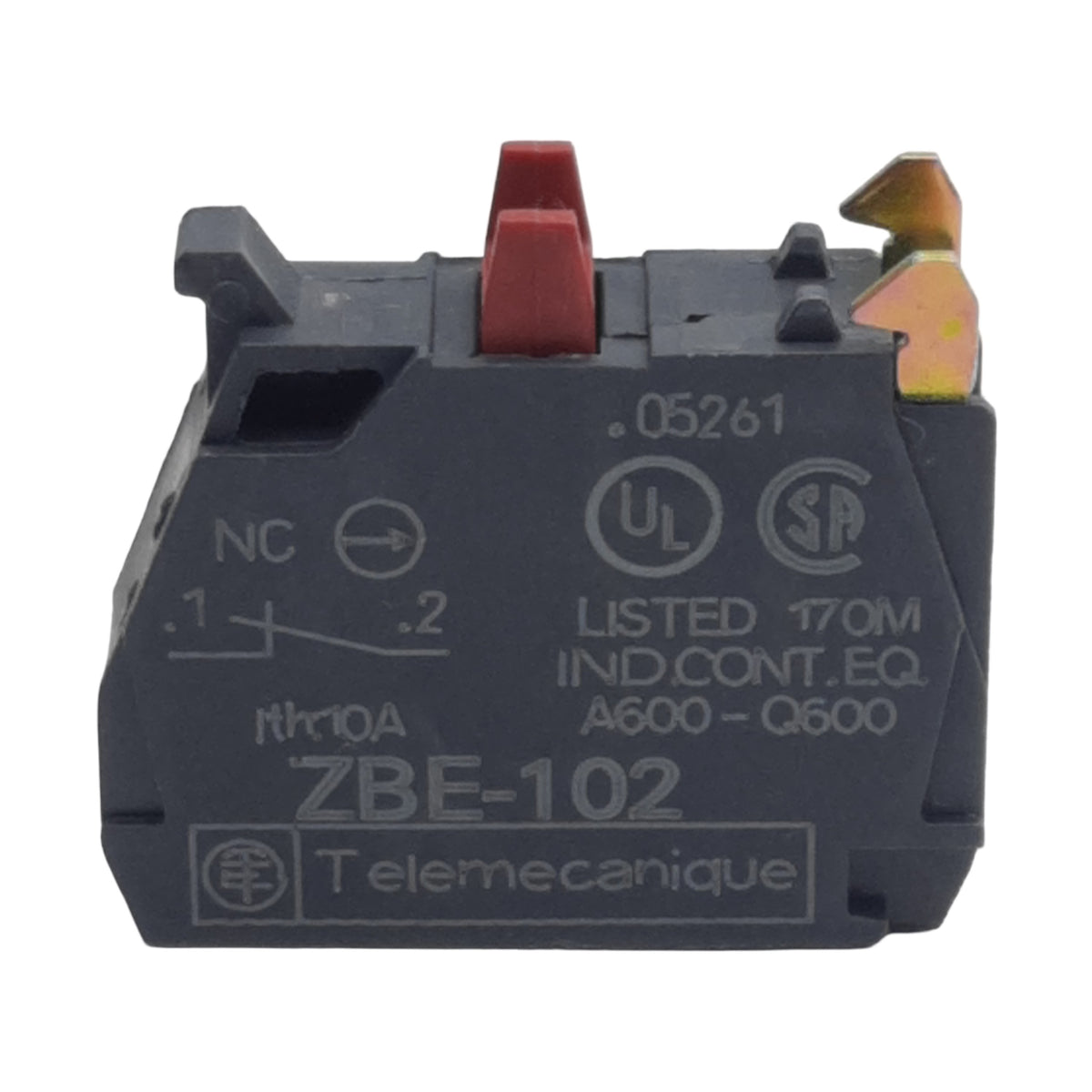 Used Lot of 2 Telemecanique ZBE-102 Pushbutton Contact Block, 1NC, 10A 600VAC, 22mm