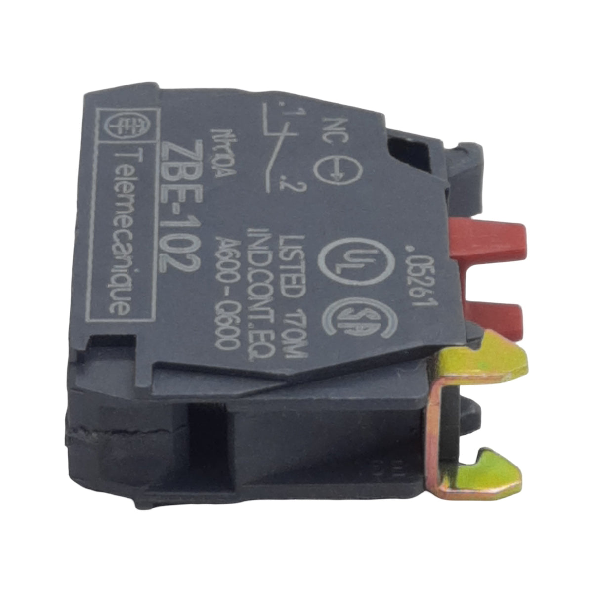 Used Lot of 2 Telemecanique ZBE-102 Pushbutton Contact Block, 1NC, 10A 600VAC, 22mm