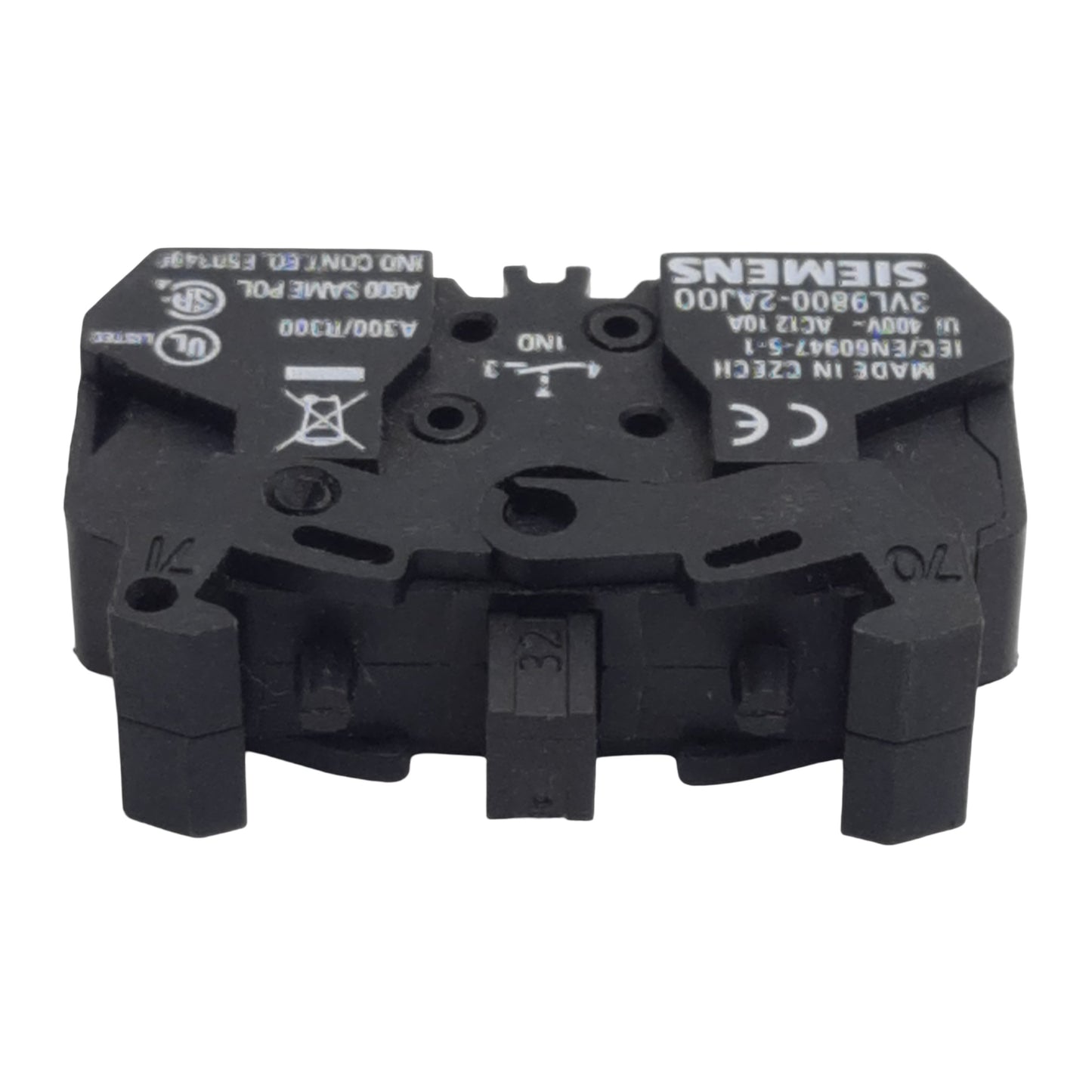 Used Siemens 3VL9800-2AJ00 Pushbutton Contact Block, 1N.O., 10A 300/400VAC, 22mm