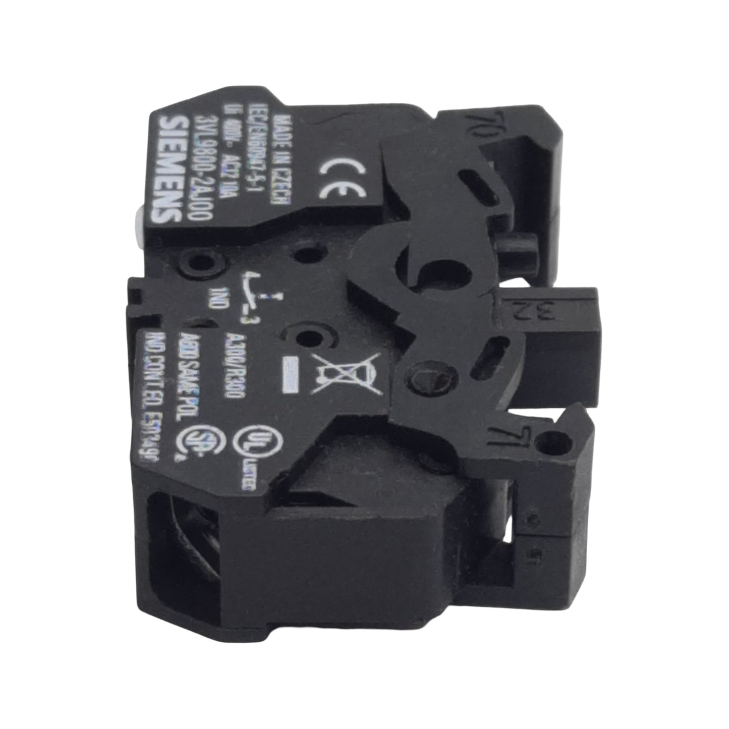 Used Siemens 3VL9800-2AJ00 Pushbutton Contact Block, 1N.O., 10A 300/400VAC, 22mm