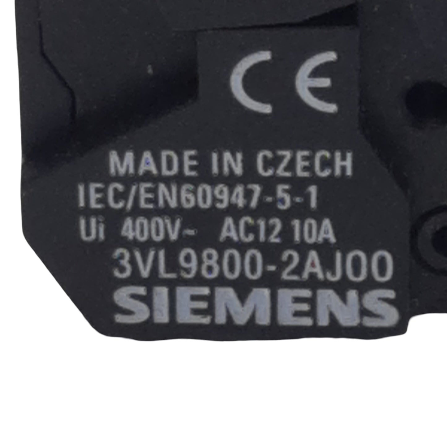 Used Siemens 3VL9800-2AJ00 Pushbutton Contact Block, 1N.O., 10A 300/400VAC, 22mm
