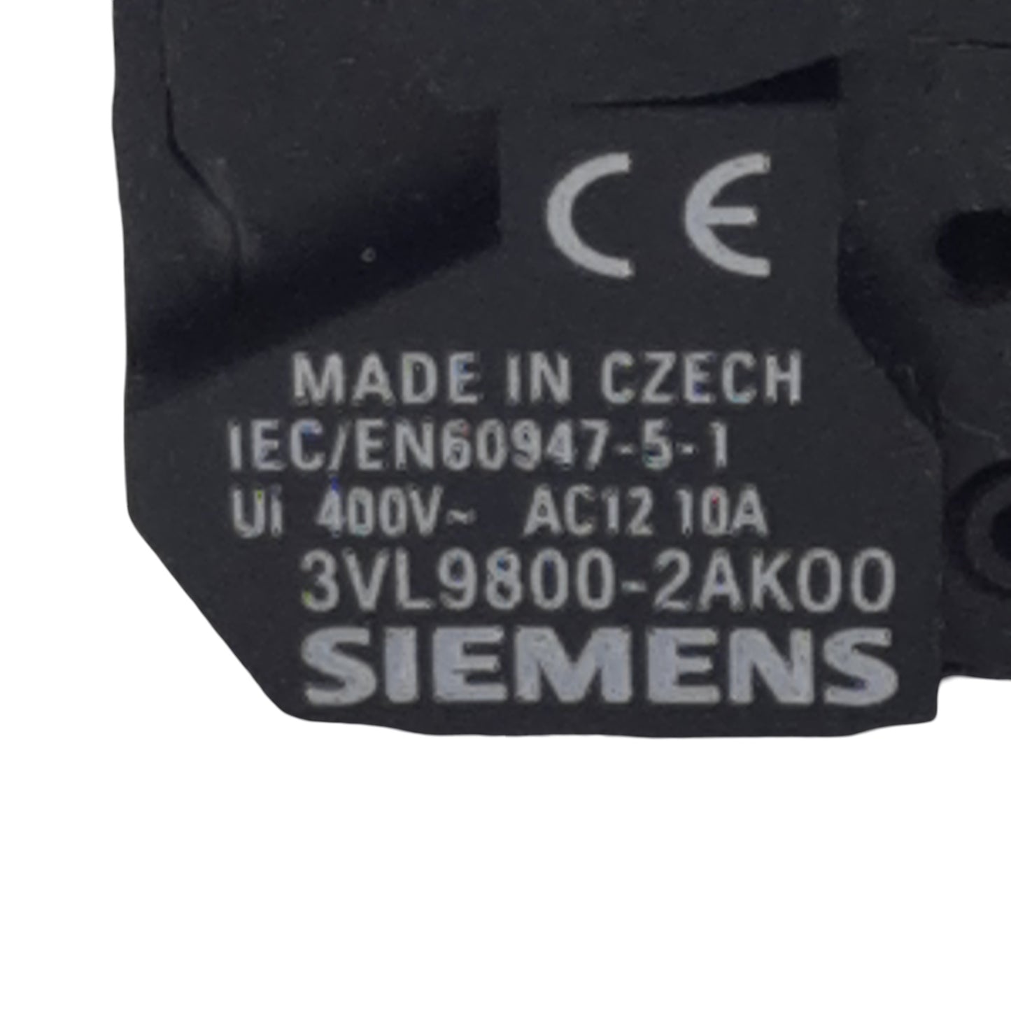 Used Siemens 3VL9800-2AK00 Pushbutton Contact Block, 1N.C., 10A 300/400VAC, 22mm