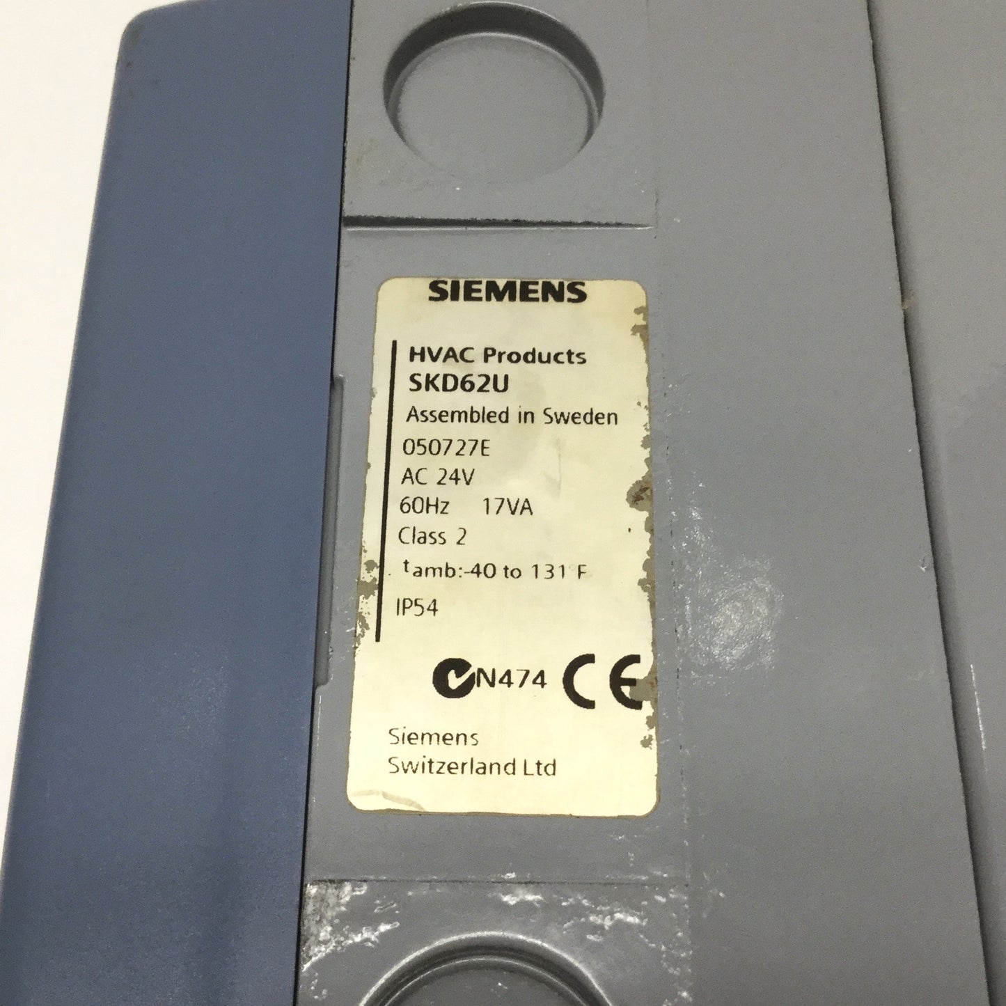 Used Siemens SKD62U Proportional Electronic Valve Actuator 24VAC, 0-10V/4-20mA