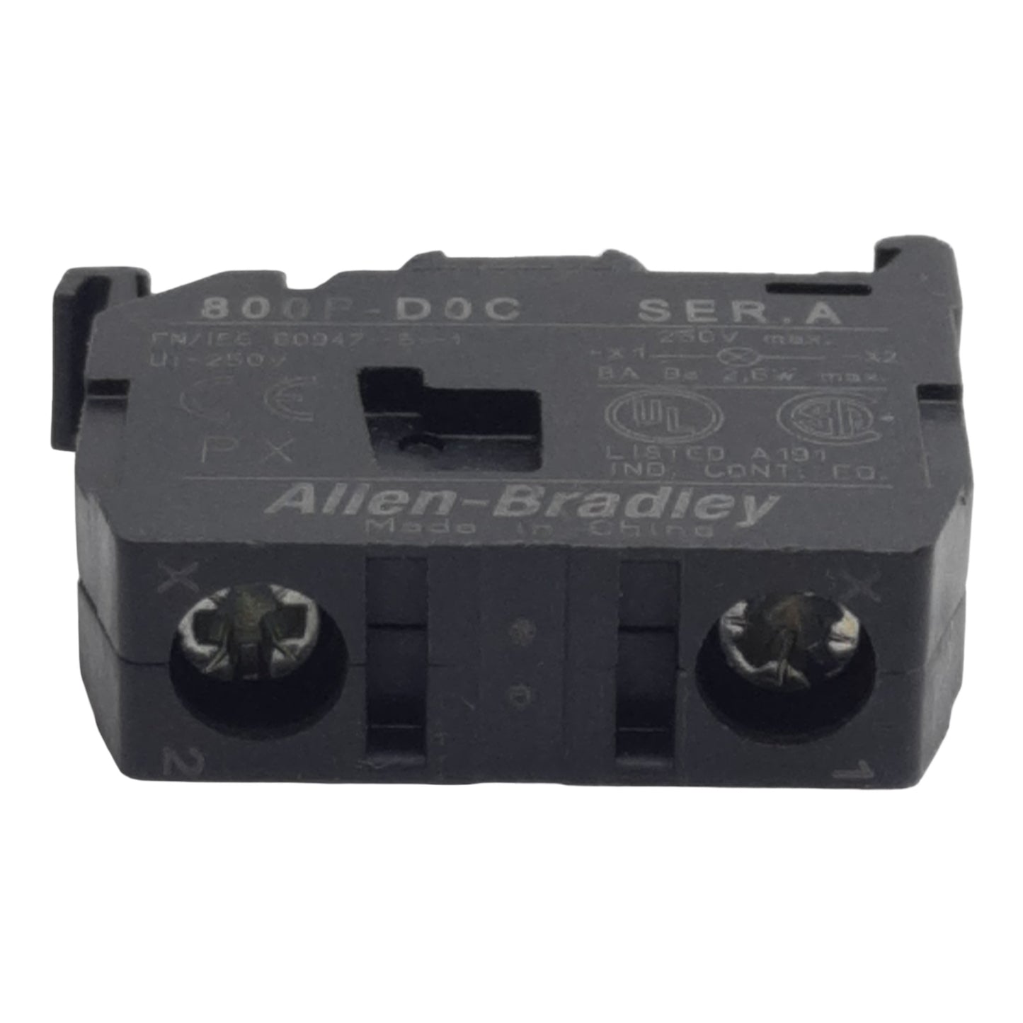 Used Allen Bradley 800F-D0C Pushbutton Lamp Module, 250VAC Max, 22mm, Latch-Mount