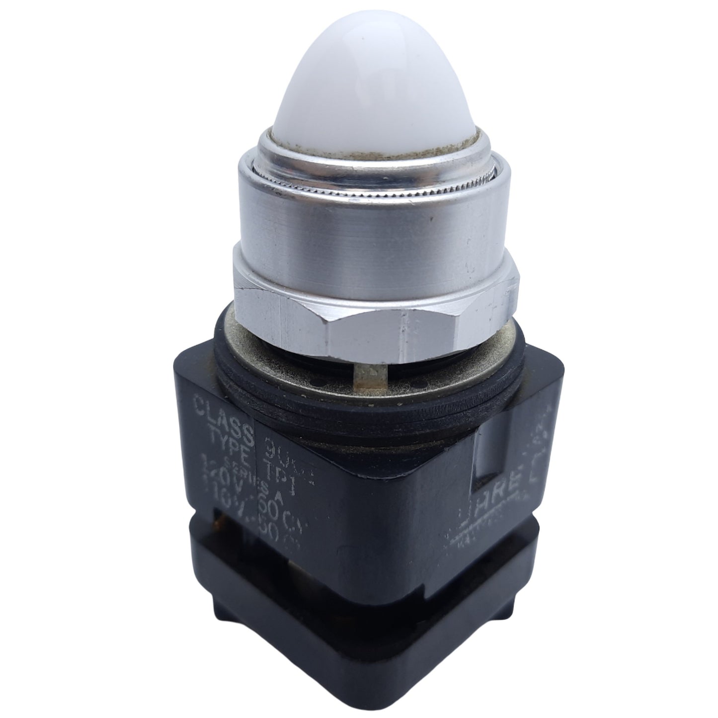 Used Square D 9001TP1 Pilot Light, White Dome, ø30mm, 50/60Hz, 110-120VAC *No Bulb*