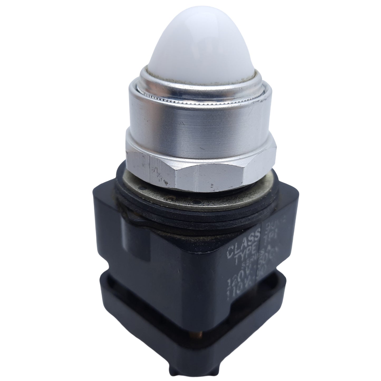 Used Square D 9001TP1 Pilot Light, White Dome, ø30mm, 50/60Hz, 110-120VAC *No Bulb*