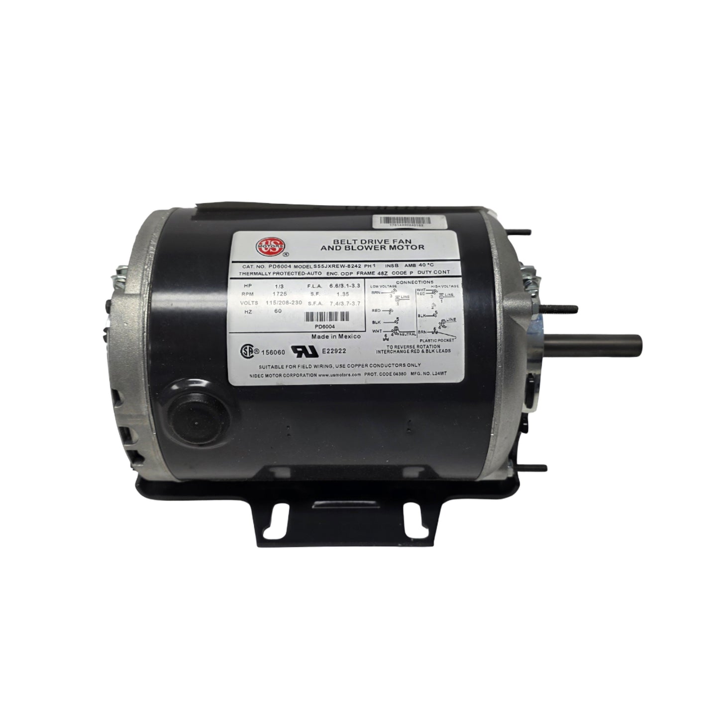 Used US Motors PD6004 Split Phase HVAC Fan Blower Motor NEMA 48 1725RPM 1/3HP 115VAC