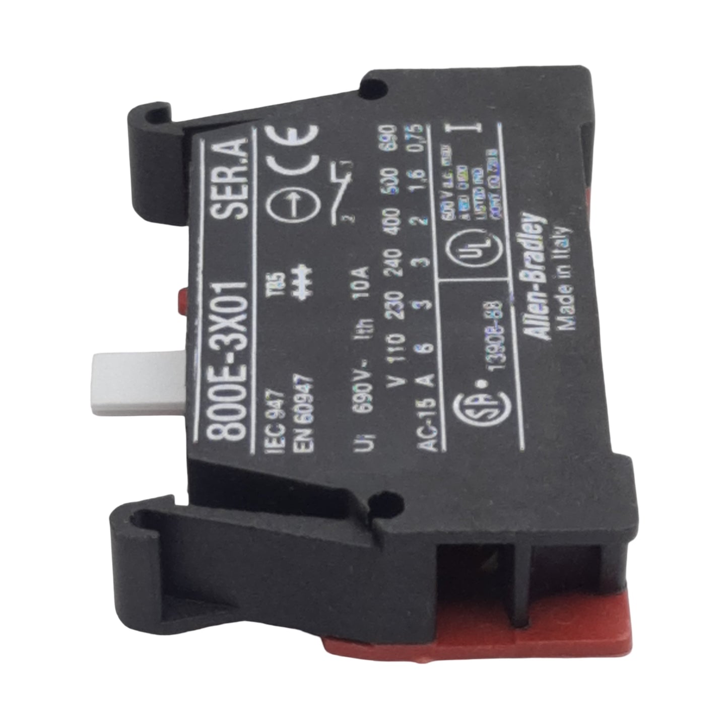 New Lot of 2 Allen Bradley 800E-3X01 Pushbutton Contact Block, 1NC, 10A 600VAC, 22mm