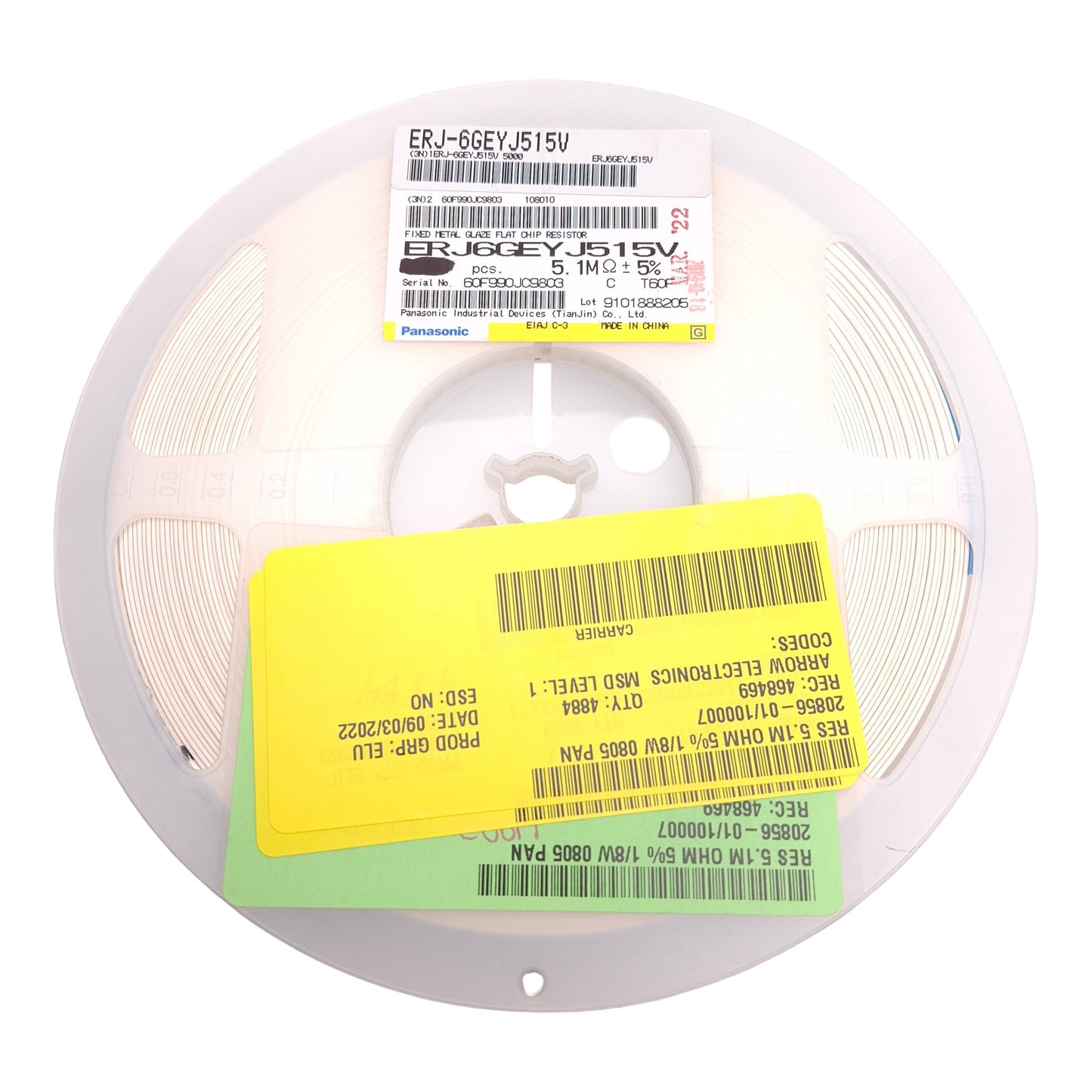 New Lot of 4500 Panasonic ERJ-6GEYJ515V General Purpose Chip Resistor, 5.1MΩ, 1/8W