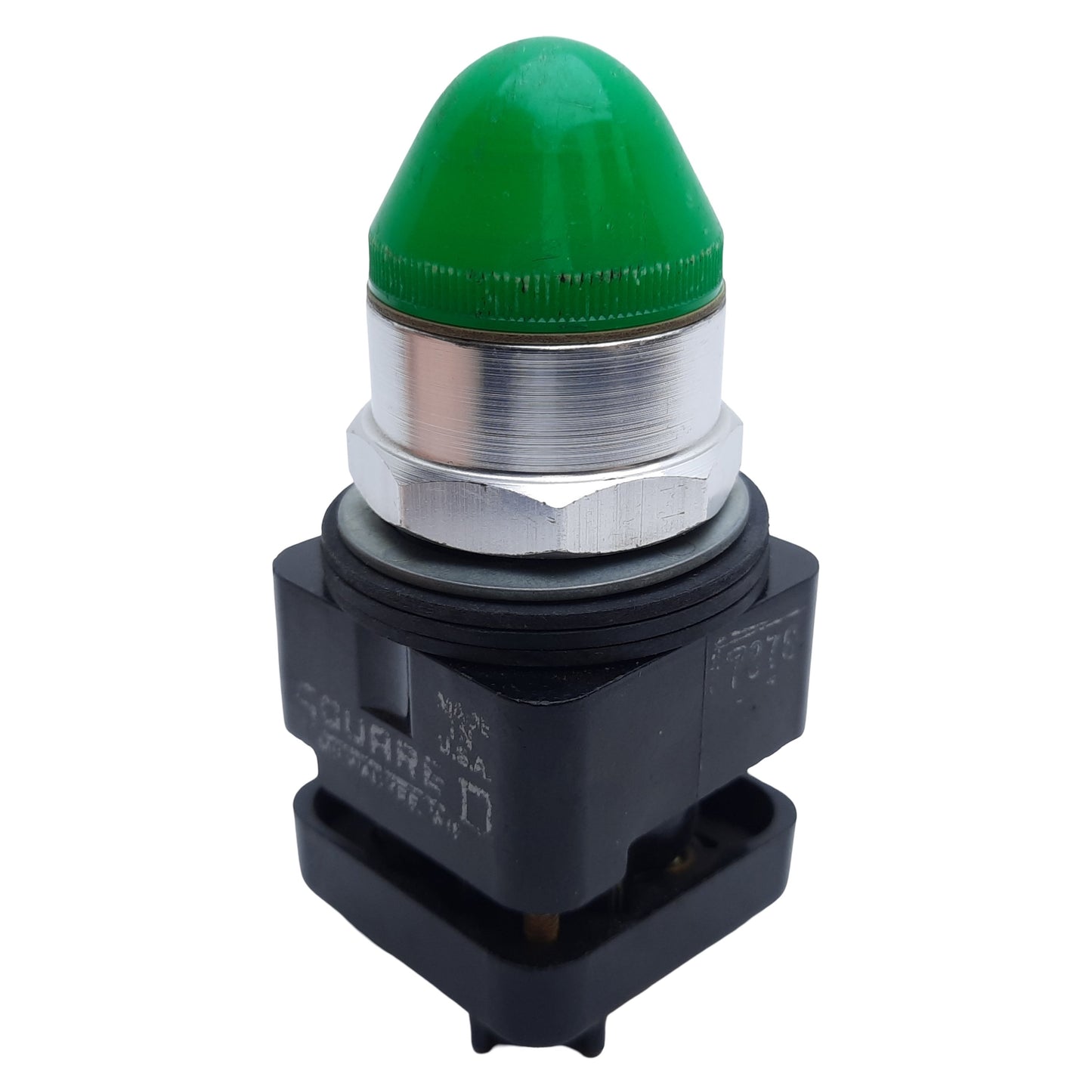 Used Square D 9001TP1 Pilot Light, Green Dome, ø30mm, 50/60Hz, 110-120VAC *No Bulb*