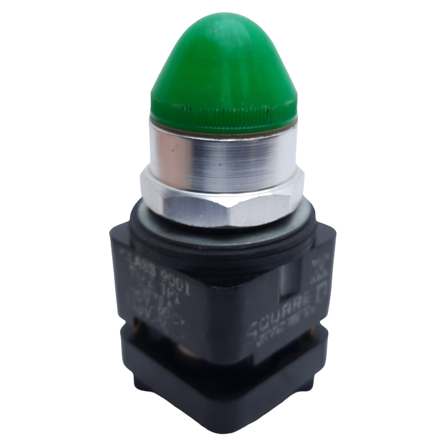 Used Square D 9001TP1 Pilot Light, Green Dome, ø30mm, 50/60Hz, 110-120VAC *No Bulb*