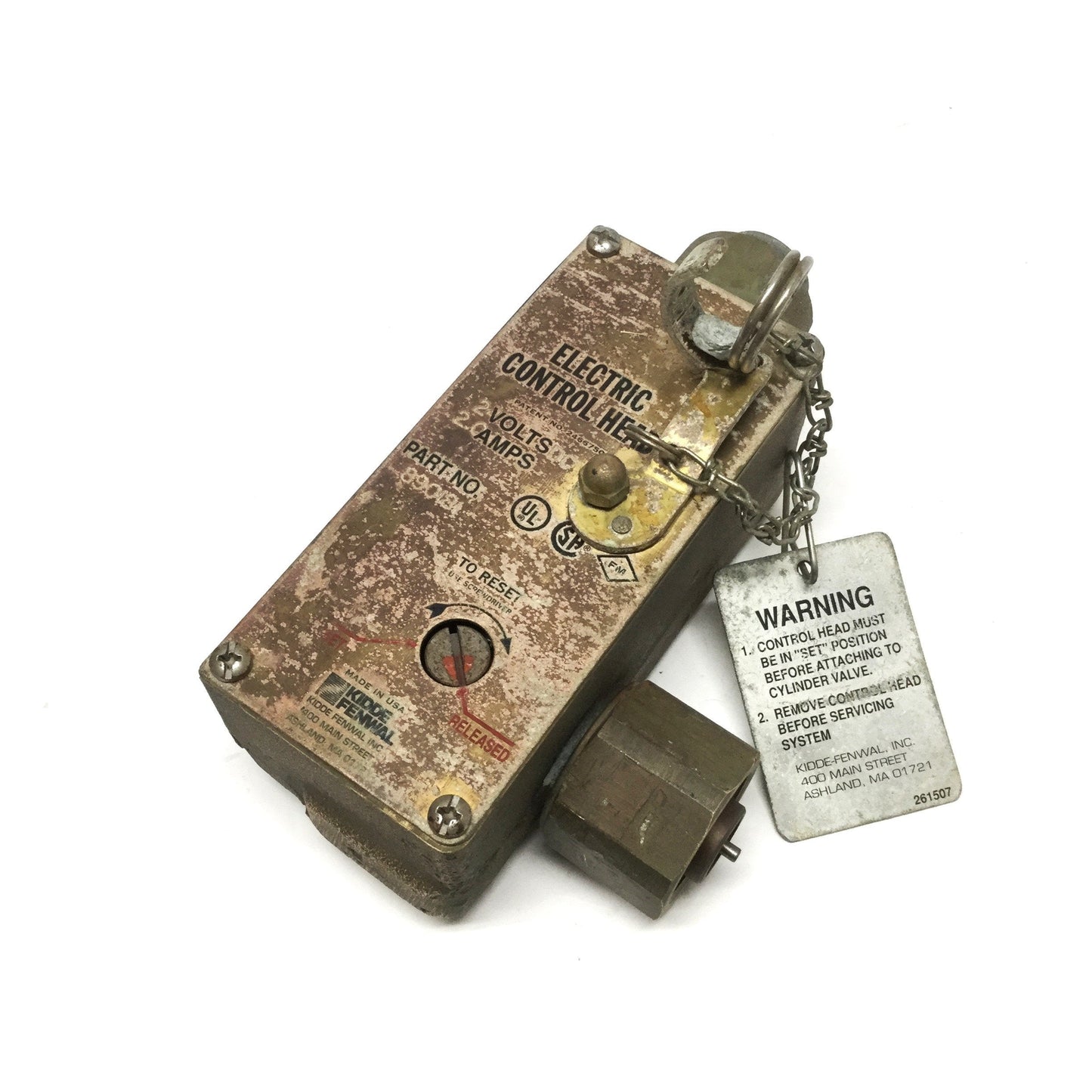Used Kidde Fenwal 890181 Electric/Manual Solenoid Valve Control Head 24VDC 2A