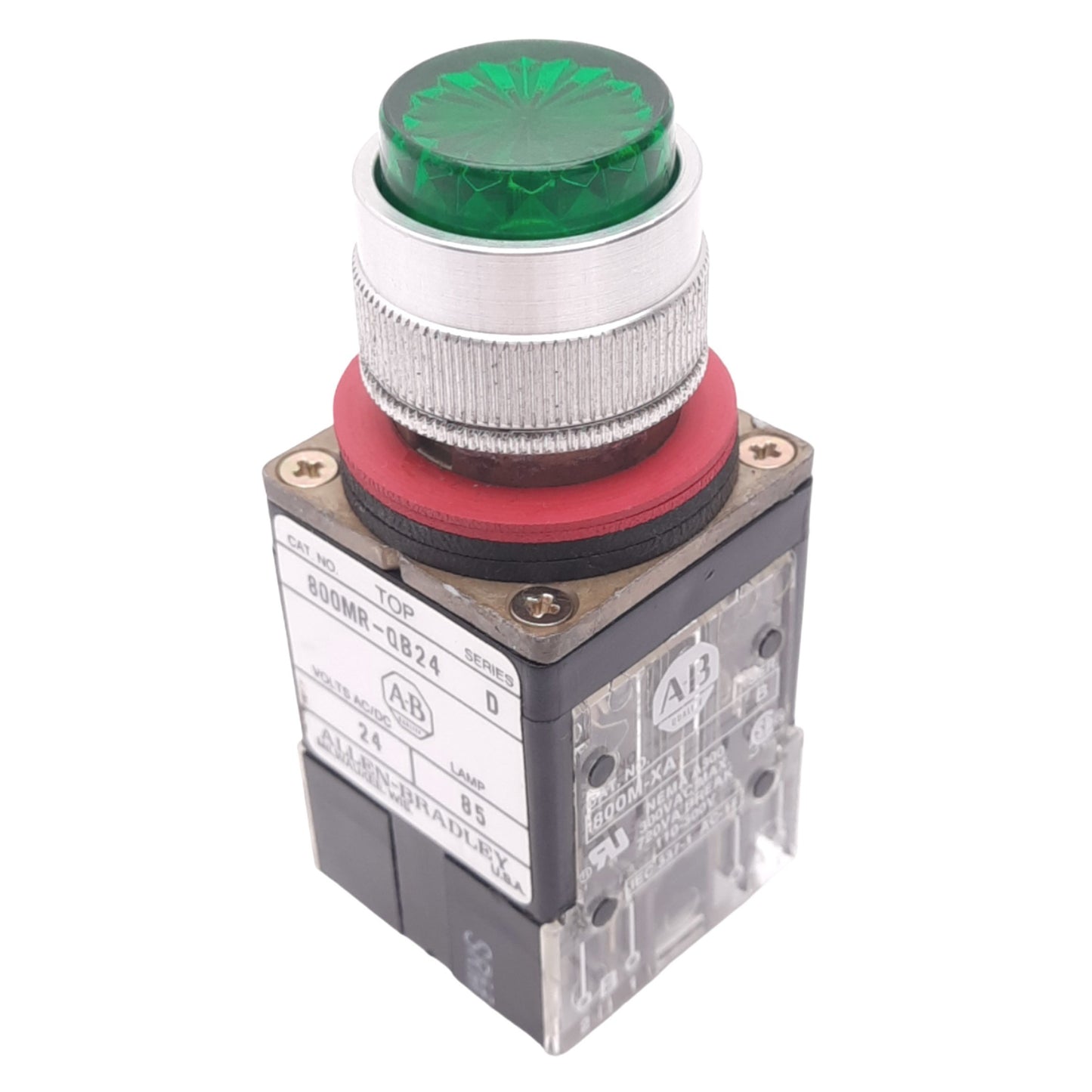 New – Open box Allen Bradley 800MR-QB24G Green Illuminated Pushbutton, 22mm, 2NO 1NC, 24V Lamp